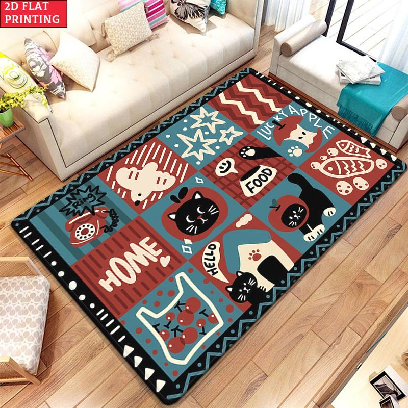 Kawaii Cartoon Bear Large Room Carpet Non Slip Cartoon Kids Bedroom Living Room Floor Mat Home Decor Children's Play Carpet