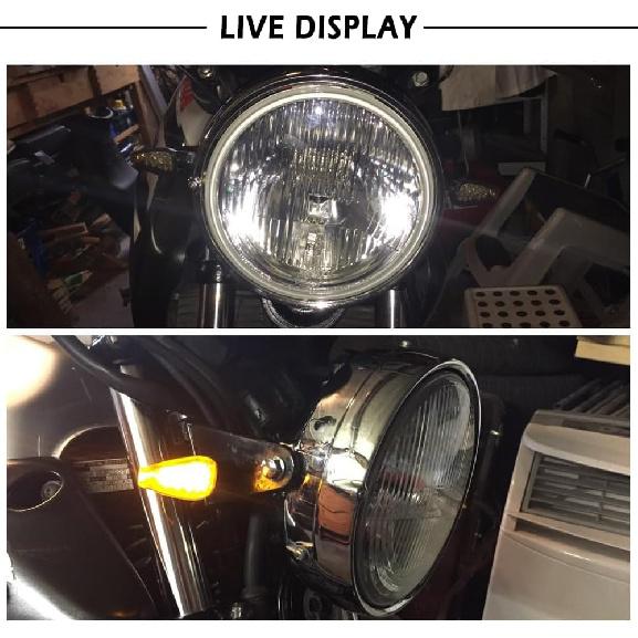 4PCS Motorcycle Turn Signals - 14LED 12V Bright Amber Lamp Motorcycle Blinkers - Front/Rear Universal MMotorcycle Turn Signal Light Compatible With