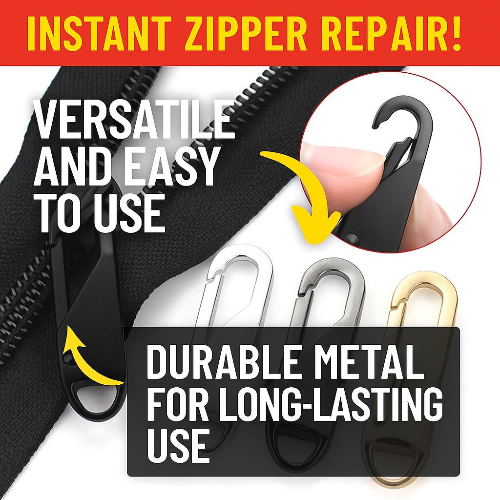 4Pcs/set Zipper Slider Puller Instant Zipper Repair Kit Replacement for Broken Buckle Travel Bag Suitcase Zipper Head DIY Sewing Craft