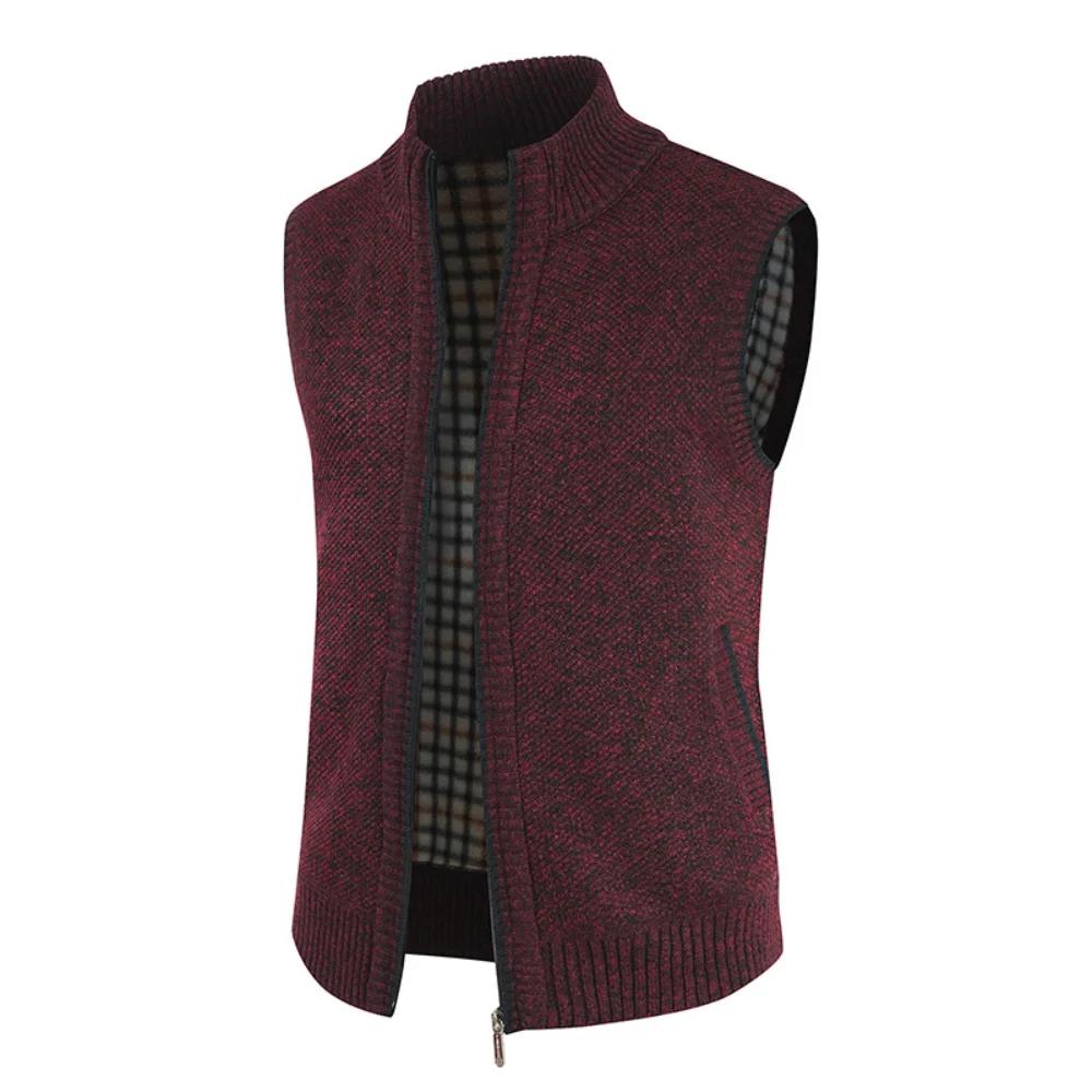 Autumn and Winter Men's Coat Warm Outer Wear Vest Casual Sleeveless Jacket Thermal Stand Collar Waistcoat
