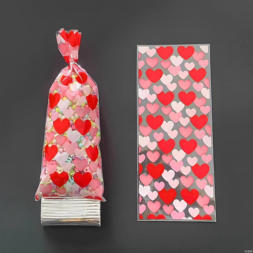 OPP Flat Candy Bag Valentine's Day Gift Bag Love Color Printing Bag Snack Packaging Bag 50pcs