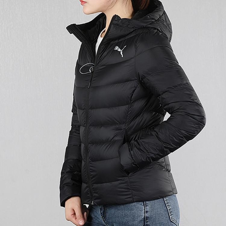 Puma Warm Hooded Casual Sports Down Jacket Women Jacket Black 580928-01