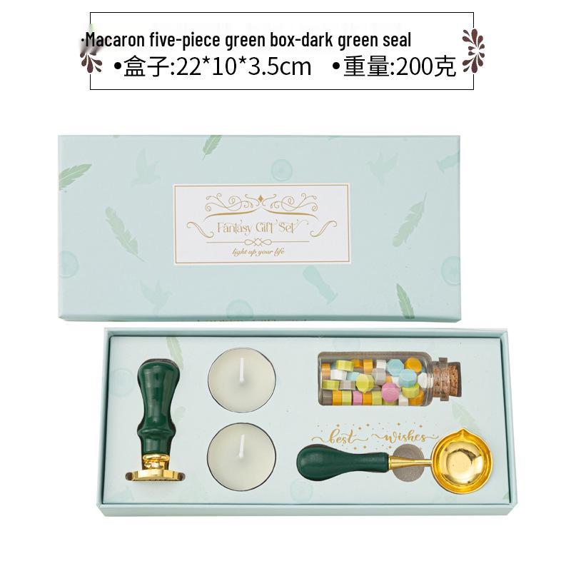 Creative Retro Wax Sealing Stamp Set - Includes Stamp, Wax Granules, and Fire Paint for Envelopes & Gifts.