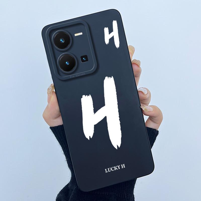 For Vivo Y35 Case Cute Initial Letters Soft Liquid Silicone Back Cover For Vivo Y 35 4G Funda Anti Drop Phone Protector Coque