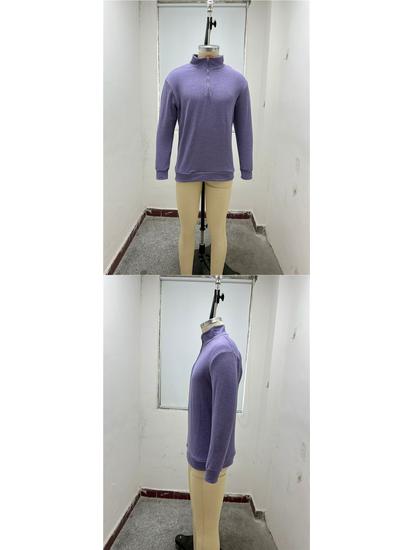 New Men's Autumn V-Neck Long Sleeve Plush Zipper Casual Polo Shirt