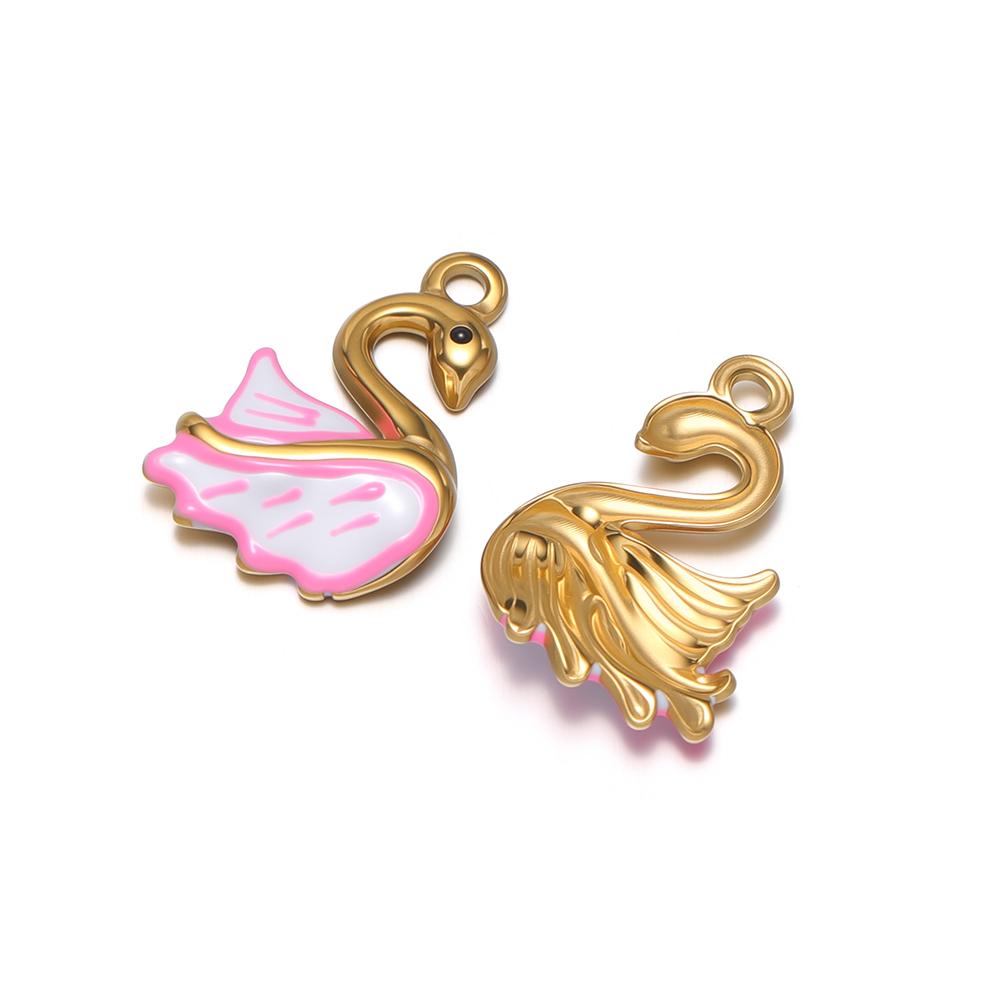 

5Pcs Stainless Steel Cute Enamel Swan Charms for DIY Girls Necklace Pendants Earrings Findings Children Gifts Jewelry Making
