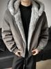 Men's Winter Polar Wolf King Heavyweight Mink Fur Hooded Jacket with Large Collar, Plus Velvet Thickened for Warmth.