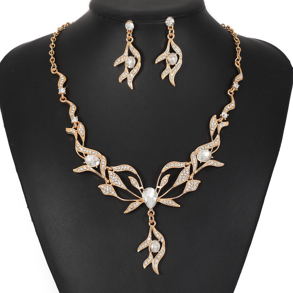 Necklace Earrings Jewelry Set Bridal Diamond Set Chain Light Luxury Niche Premium Jewelry Temperament Clavicle Chain