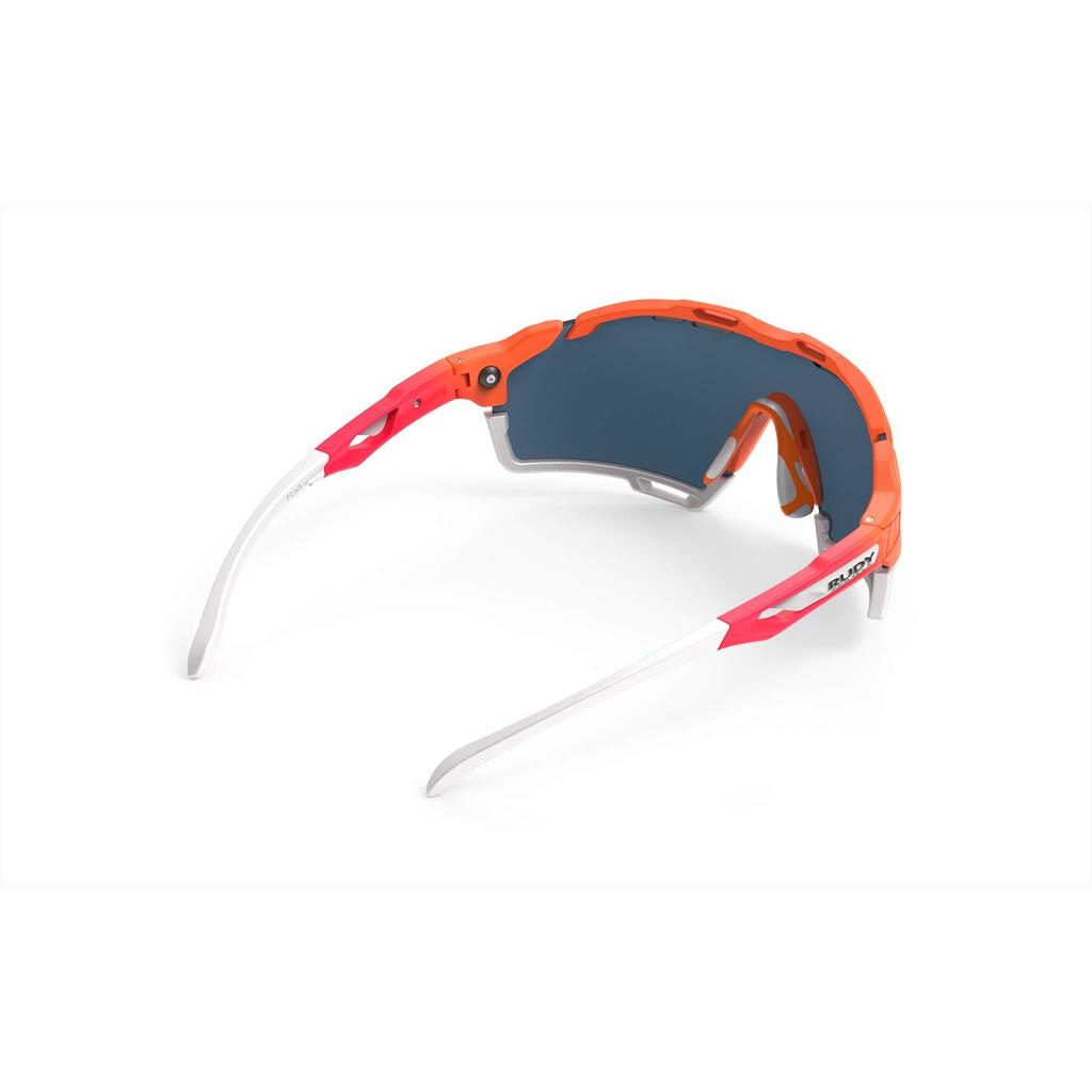 Rudy Project CUTLINE Sport Sonnenbrille Mandarin Fade Korallenfarbener Rahmen mit roten Gläsern und Stoßfänger, Multi-Laser Weiß, SP633846-0011