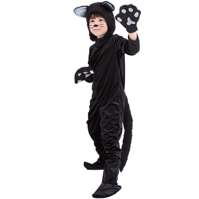 Kostým pro chlapce Pinse Halloween Černá kočka Maškarní - Dětský výkonnostní Cosplay outfit