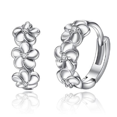 925 Sterling Silver Plum Blossom Ear Clip Diamond Silver Jewelry Fashion Popular Stud Earrings Exquisite Ornament