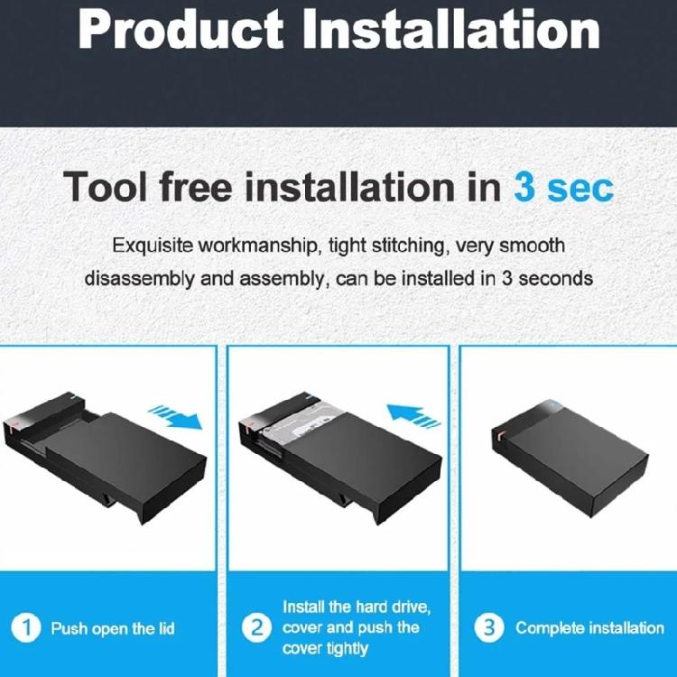 3.5inch Hard Drive Enclosure USB3.0 External Case Housing for 3.5inch Hard Drive Enclosure for PC Laptop Accessories