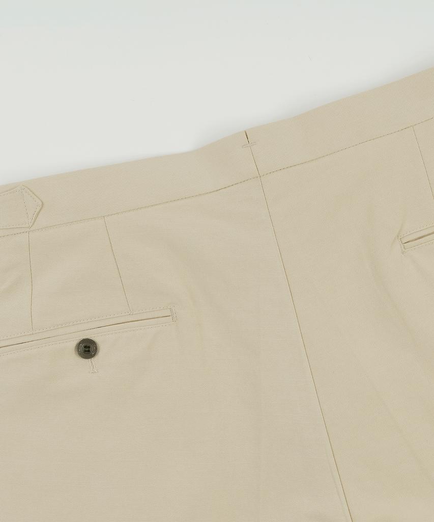 BELLIEF Essential Linen Cotton Twill Adjust 2-Pleated Relaxed Chino (Beige)