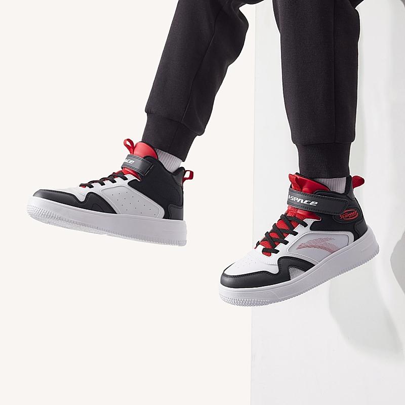 Anta Kids Non-Slip Wear-Resistant Mid-Top Kids Skate Shoes Kids sneaker White Black Red A312338034-2