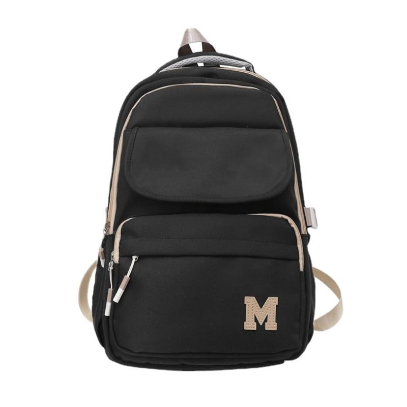 

Унисекс нейлоновый рюкзак через плечо для модной молодежи Harajuku Letter Schoolbag Большая сумка для книг для школы и повседневного использования чёрный