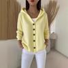 European & American Style Hooded Knit Cardigan - Women's Autumn/Winter Casual Solid Color Fashion Sweater Outerwear, 2025 Collection.