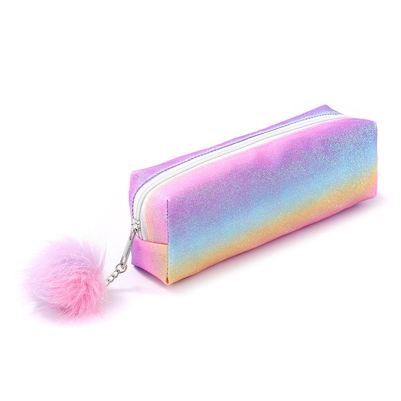 Demon Hunter Squad Rainbow Glitter Pencil Case - Shiny Student Stationery Organizer