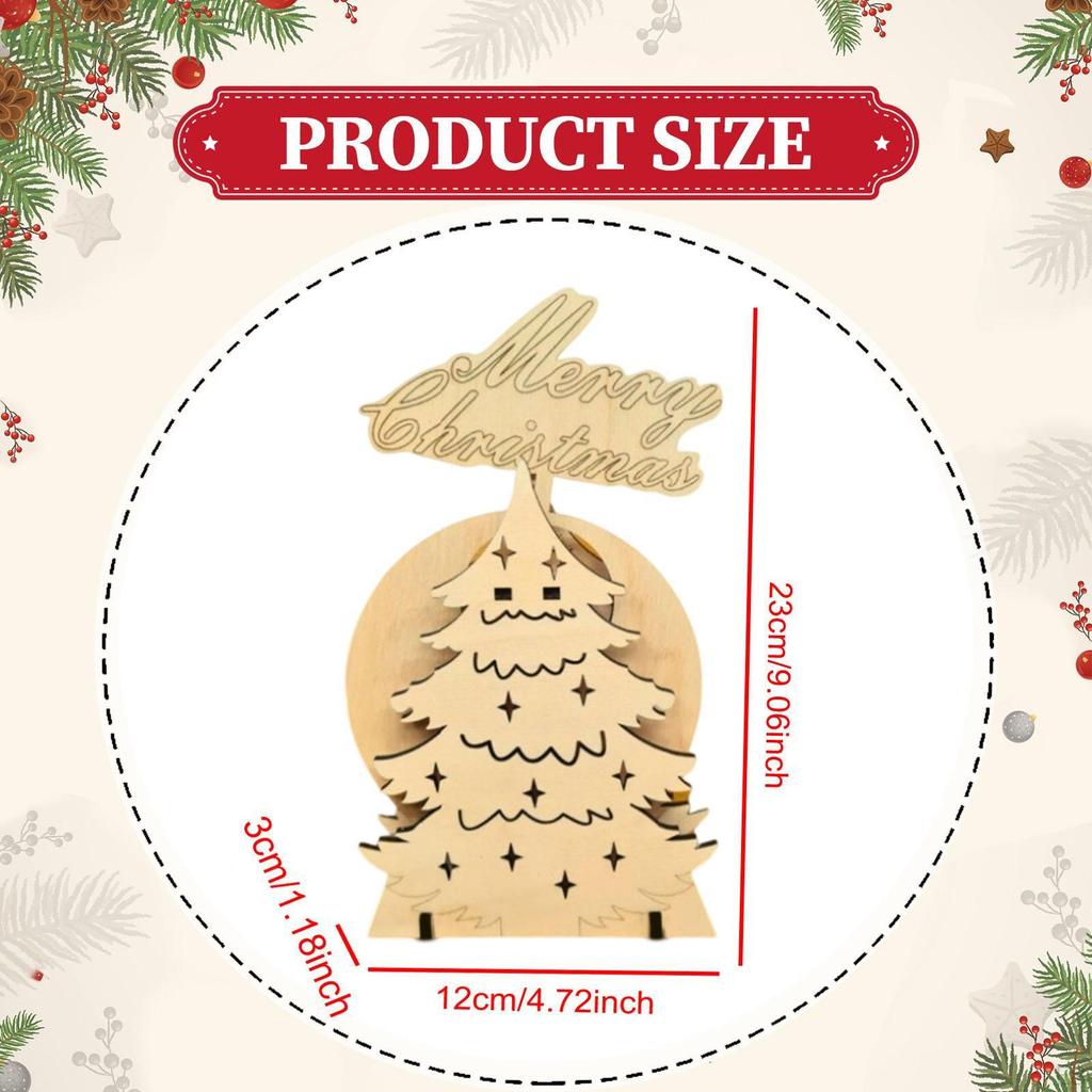 Wooden Christmas Tree Centerpiece Bookshelf Figure Table Kitchen Cabinet Holiday Collectible