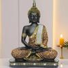 Meditating Sitting Buddha Statue Showpiece Idol Home Decor Items for Living Room and Gifts (1, Orange Black)