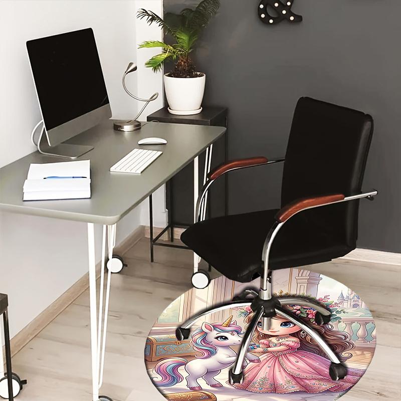 

1PC Princess Unicorn Non-Slip Floor Round carpet, Office, family, bedroom, Large Area Rug Indoor Rugs, Durable Polyester-L0414 80cm by 80cm