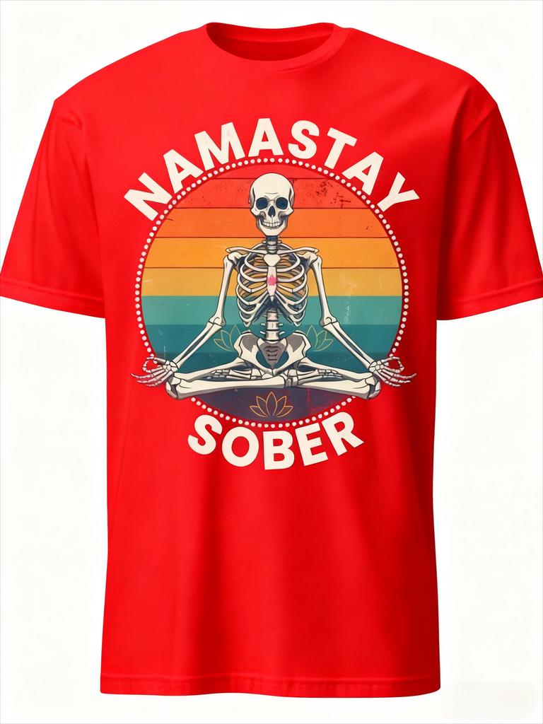 Vtipné tričko s kostrou v pozici lotosu pro jógu, tričko s krátkým rukávem, běžný střih oděvu, pohodlný top