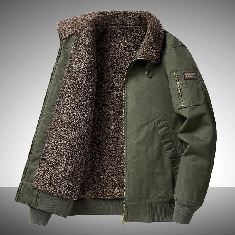 Herbst und Winter Fleece Verdickt Reine Baumwolle Revers Casual Baumwolle Kleidung Mittleren alters und Ältere Lose Große-größe Werkzeug Jacken