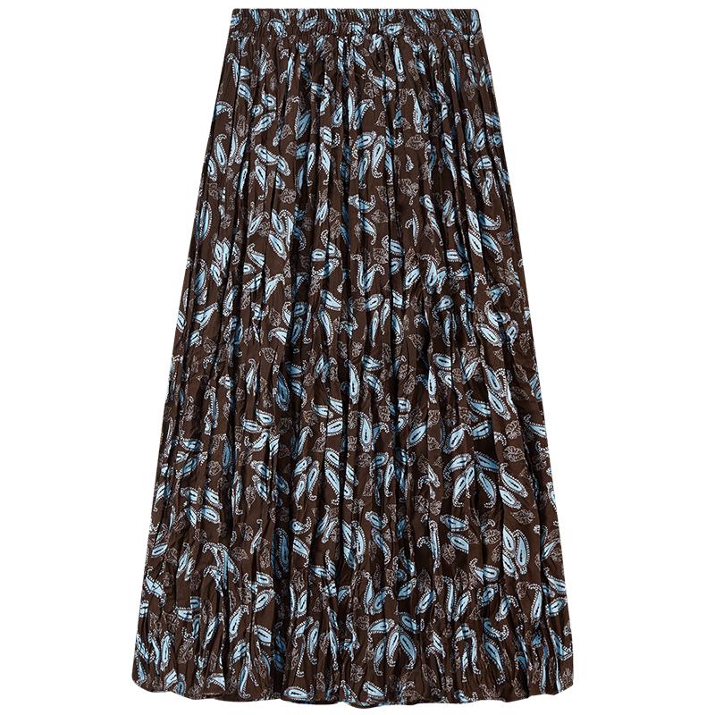 Elegant Floral High-Waist A-Line Mid-Length Skirt