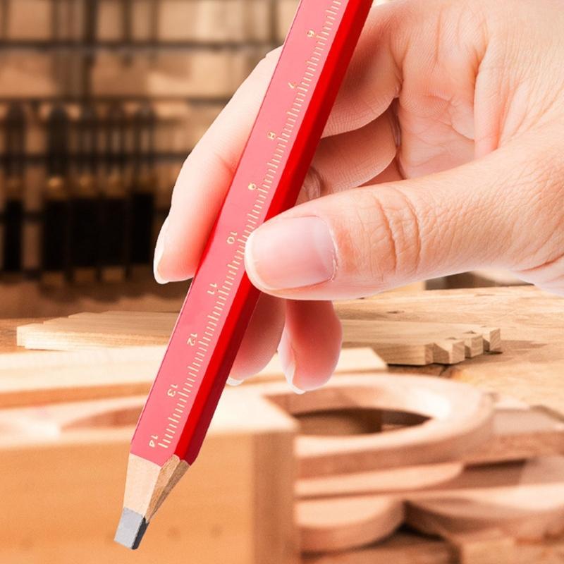 12 Pcs Carpenter Pencils Construction Pencils Black/Red Carpenter Pencils for Woodworking Marking