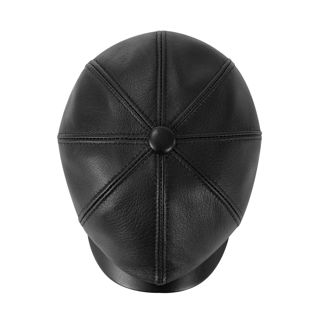 VOBOOM Cappello Piatto Unisex in Pelle Premium, Berretto da Giornalaio a 8 Pannelli con Coulisse Regolabile, Texture Morbida e Resistente, Stile Classico Retrò