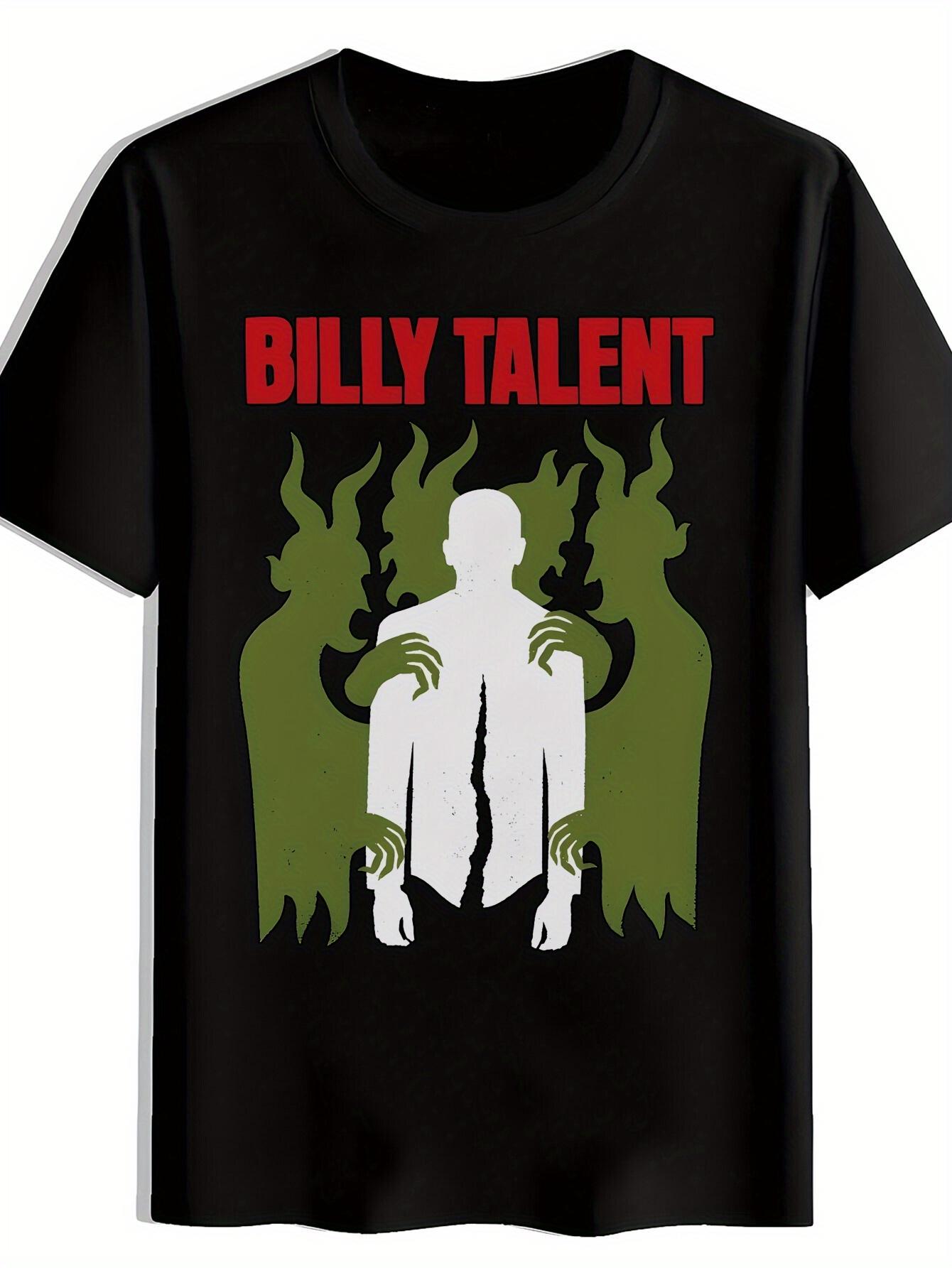 T-shirt Vintage Rock Band Graphic - BILLY TALENT Silhouette with Fiery Green Design L