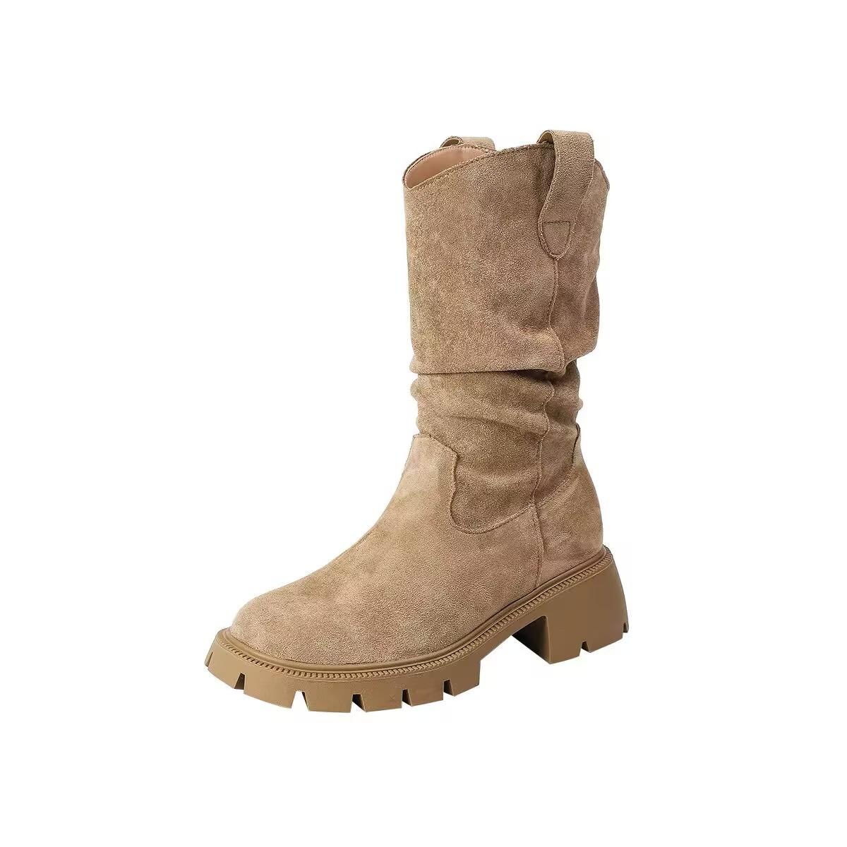 

Thick-soled inner height increase cm stacking boots retro women s Martin boots autumn and winter new small short boots 40 хаки