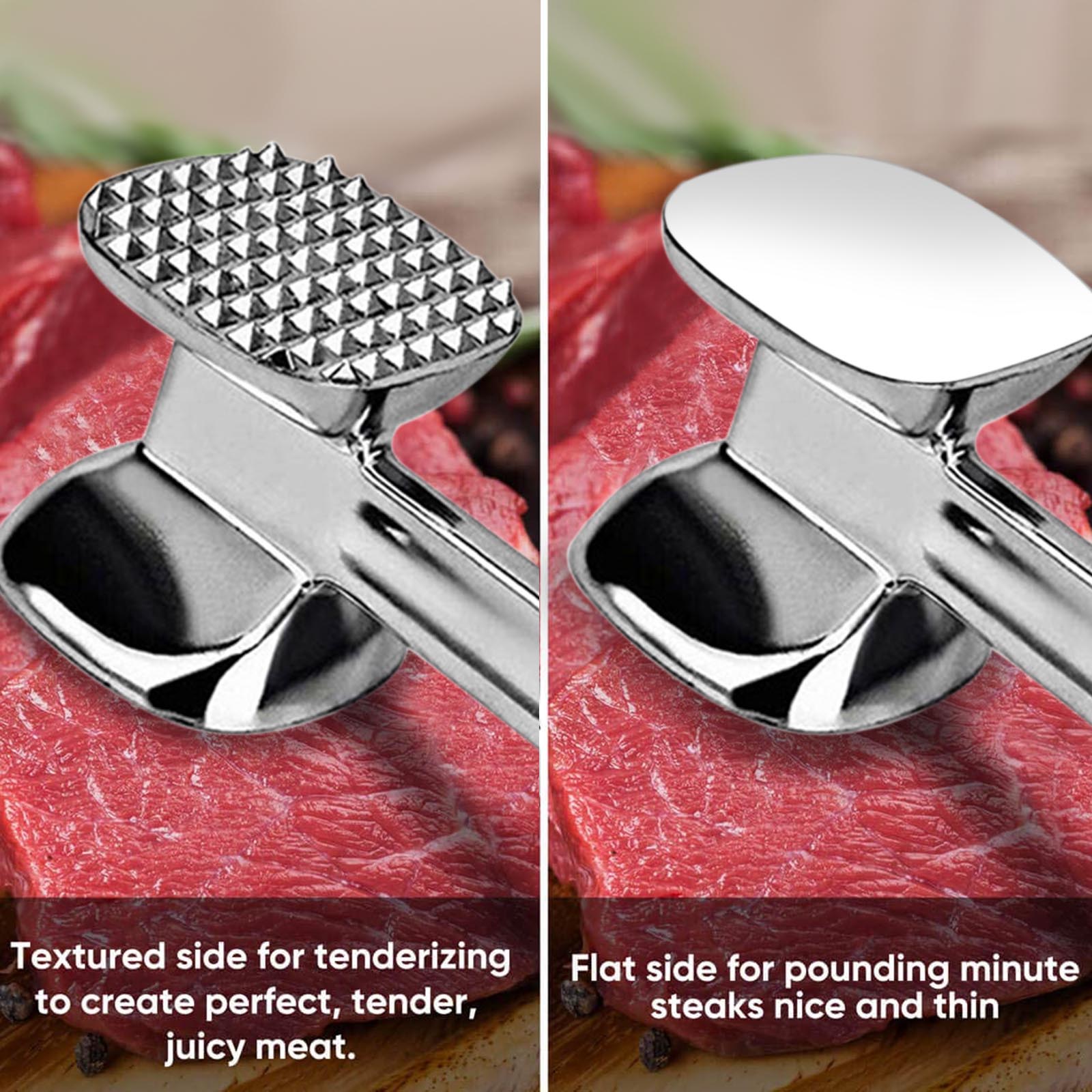 Meat Tenderizer Hammer Tool Dual-Sided Nails Meat   Meat Hammer for Steak Chicken Fish Meat Pounder With Aluminum Alloy Rubber Comfor  Handl