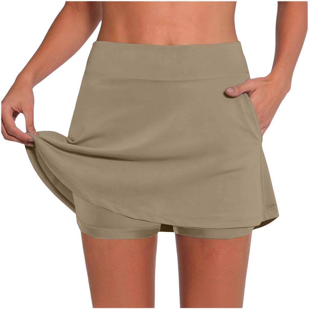 Women's -Color Mid- Pocket Skirt-Pants: Casual Activewear Base Layer