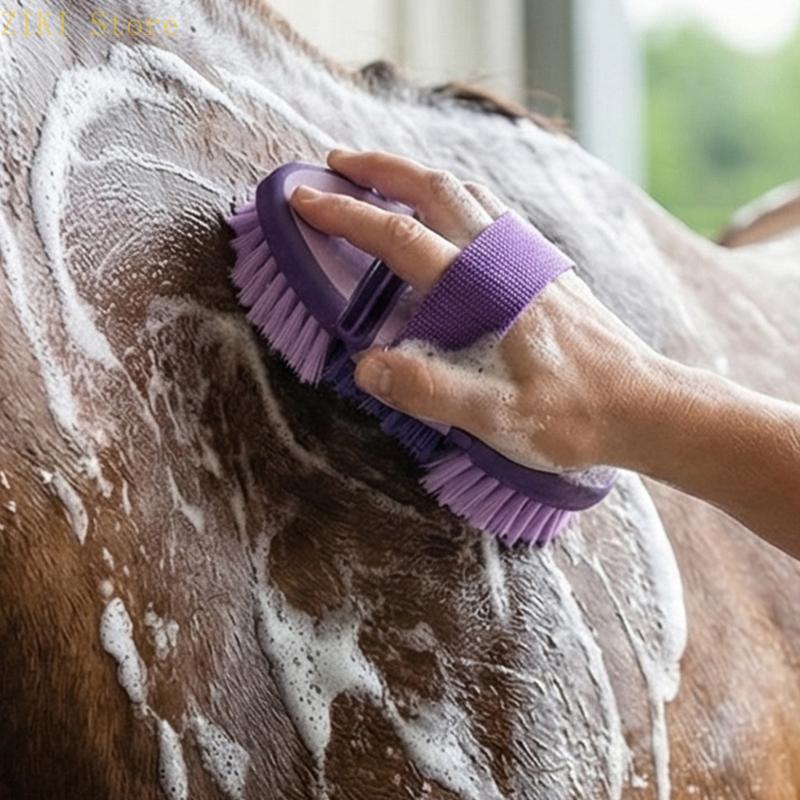 H4GF Spazzola Flessibile per Cavalli Setole Morbide Strumento di Pulizia per Cavalli per Toelettatura Confortevole ed Efficace Durevole