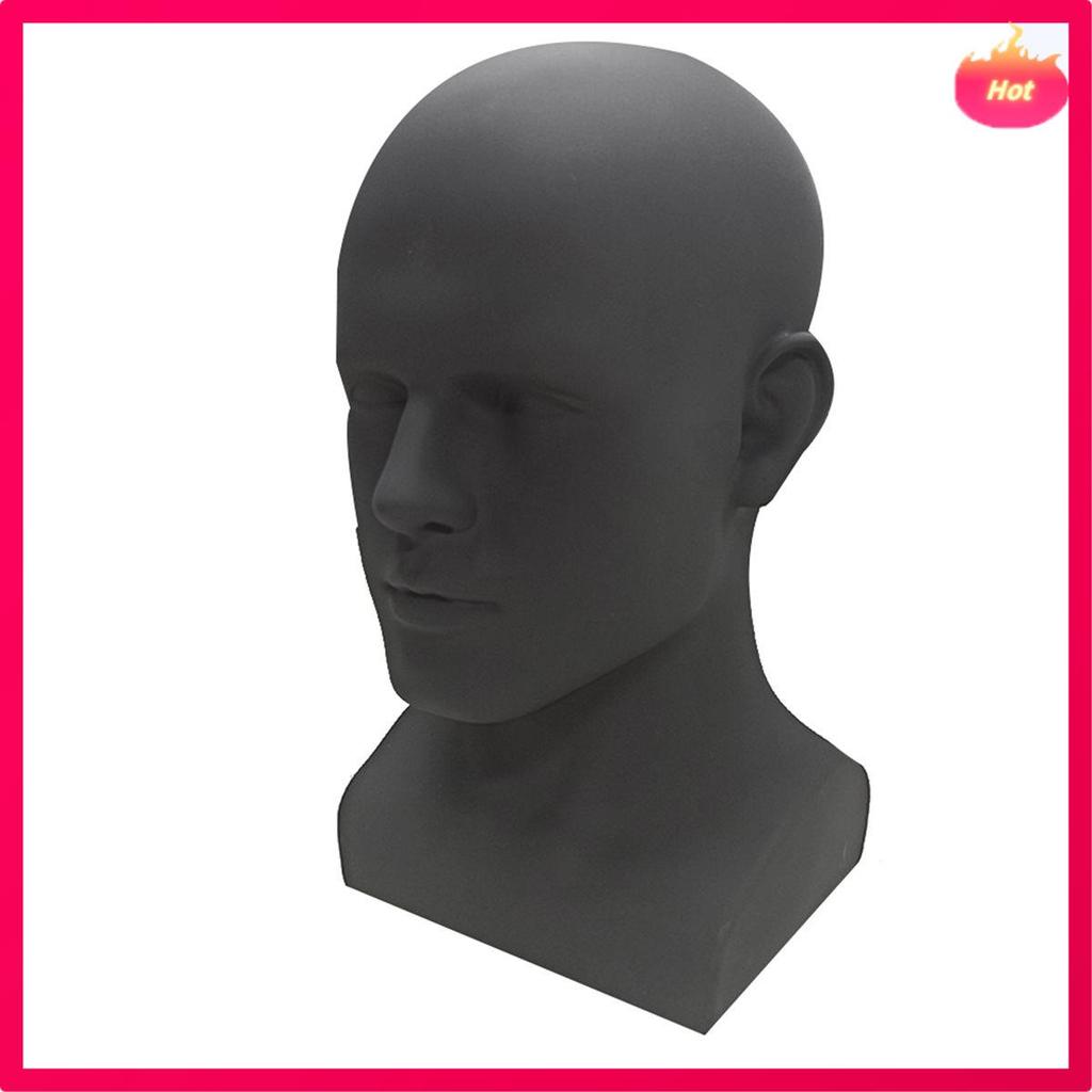 3X Male Mannequin Head Professional Manikin Head For Display Wigs Hats Headphone Display Stand (Matte Black)
