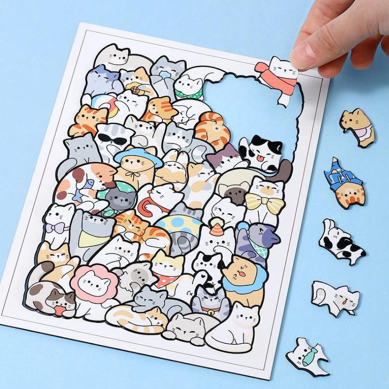 1 Juego Gatos Dinosaurio Oso Juguete Educativo Para Niño Animal Rompecabezas de Madera Rompecabezas Apilables Juguetes Niños Niñas Regalos Decoración de Navidad