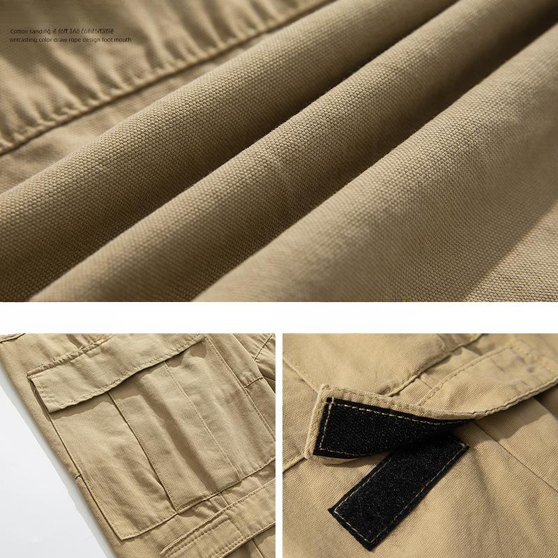 Herren Hose im japanischen Stil für Frühling und Herbst, Arbeitskleidung, locker, lässig, Vintage, Baumwolle, Allround-Kordelzug, lange Hose