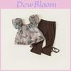 Princess Girl Summer Outfit Set With Rose Flower Pattern For Toddler Girls