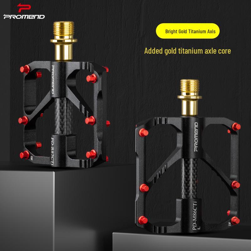 PROMEND 86T Mountain Bike Pedals - Titanium Axle, Carbon Tube, 3 Bearings, Road Cycling Pedals