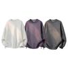 Men's Embossed Sleeve Crew Neck Sweatshirt, Gradient Wash Casual Pullover with Drawstring Hem, Oversized Streetwear Top for Spring & Autumn