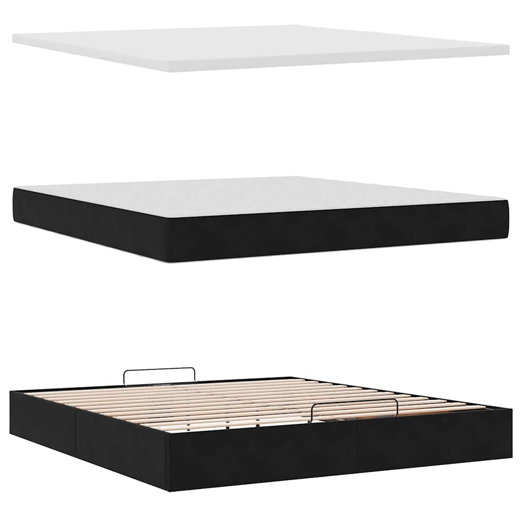 Ottoman Bed with Mattresses Black 160x200 cm Velvet