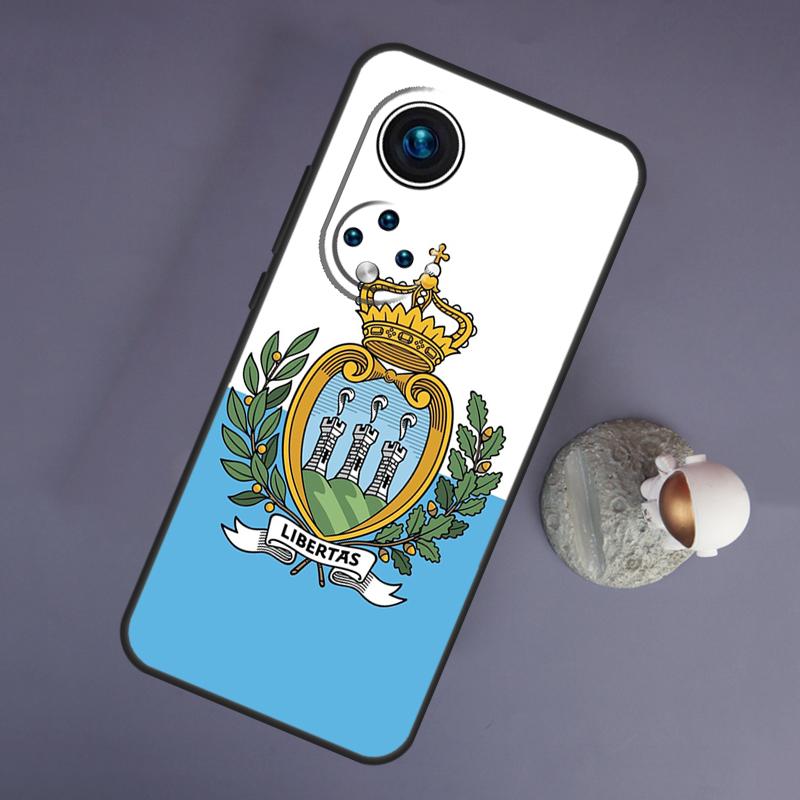San Marino Flag For Huawei Honor Magic 5 Lite 70 50 X8 X9 a P20 P30 P40 P50 P60 Pro P Smart Nova 9 5T Case