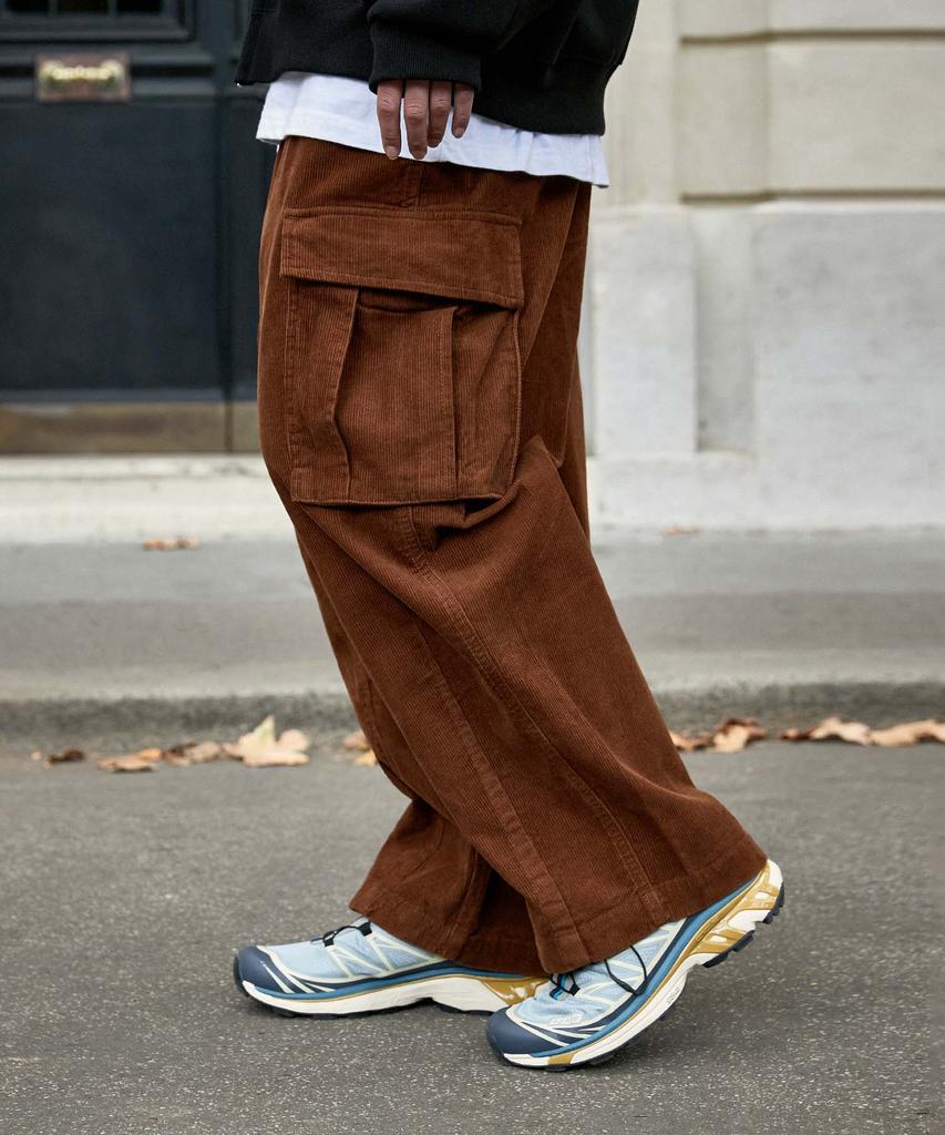 MINIMALPROJECT Wide Cargo Pocket Corduroy Pants Mpt116 [Brown]