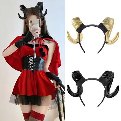 Realistisches Halloween Teufel Stirnband Künstliche Ziegenhörner Haarreif Schwarzes Dämonenhorn Kopfschmuck Erwachsene