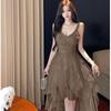 Elegant High-End White Mesh Princess Dress with Irregular Skirt for Special Occasions