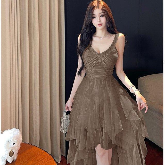 Elegant High-End White Mesh Princess Dress with Irregular Skirt for Special Occasions