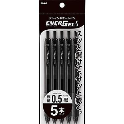 Pentel Ballpoint Pen Gel Ink EnerGel ES 0.5mm Black Barrel XBLN125-A5 StationeryOffice Supplies