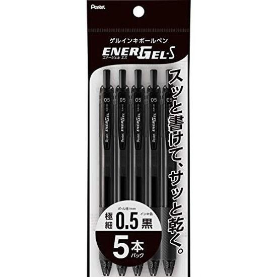 Pentel Ballpoint Pen Gel Ink EnerGel ES 0.5mm Black Barrel XBLN125-A5 StationeryOffice Supplies