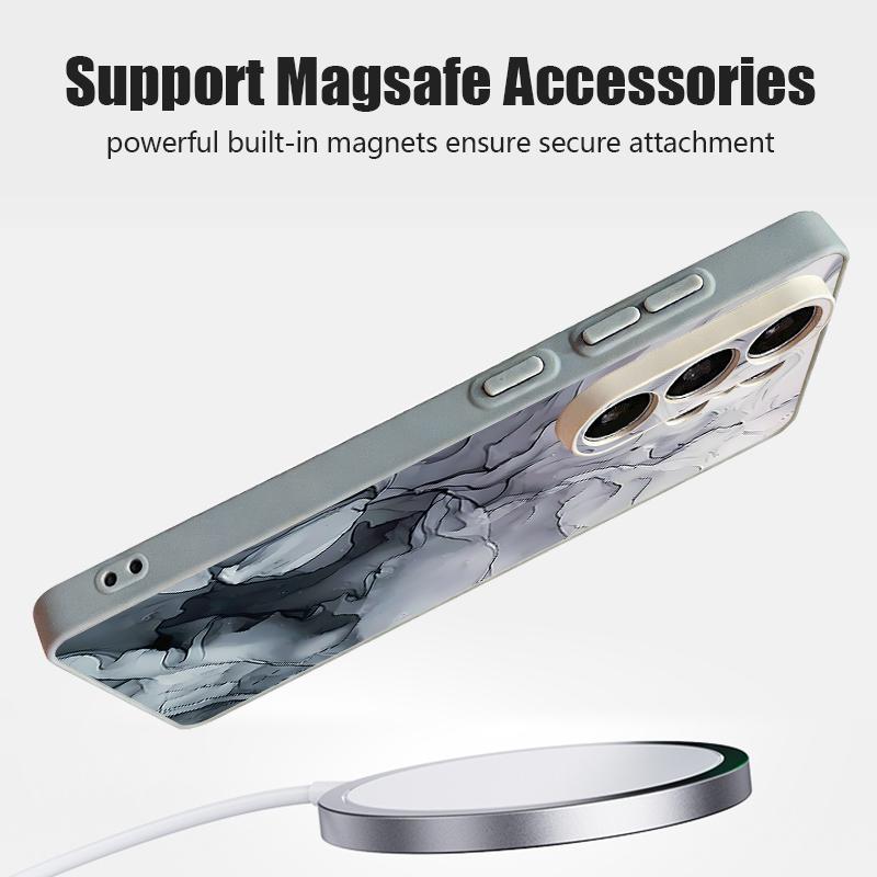 Magnetic Phone Case For Samsung Galaxy S25 S26 Ultra Edge S24 S23 FE A17 A56 A37 A16 A35 A55 A15 A36 A54 5G Marble Pattern Cover