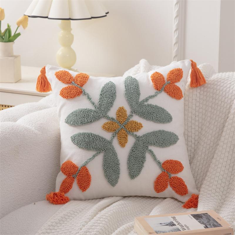 Moroccan Sofa Throw Embroidered Throw Pillowcase Cojines Boho Cotton Linen Decor Cushion Cover Headboard Pillowcases 45x45cm
